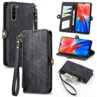 For Xiaomi Redmi Note 8 Geometric Zipper Wallet Side Buckle Leather Phone Case(Black) - 1