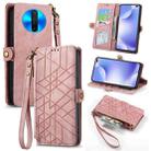 For Xiaomi Redmi K30 Geometric Zipper Wallet Side Buckle Leather Phone Case(Pink) - 1