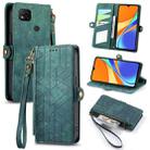 For Xiaomi Redmi 9C Geometric Zipper Wallet Side Buckle Leather Phone Case(Green) - 1