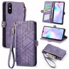 For Xiaomi Redmi 9A Geometric Zipper Wallet Side Buckle Leather Phone Case(Purple) - 1