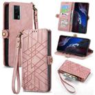 For Xiaomi F5 Pro 5G Geometric Zipper Wallet Side Buckle Leather Phone Case(Pink) - 1