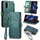 For Xiaomi F5 Pro 5G Geometric Zipper Wallet Side Buckle Leather Phone Case(Green) - 1