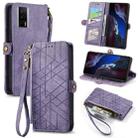 For Xiaomi F5 Pro 5G Geometric Zipper Wallet Side Buckle Leather Phone Case(Purple) - 1