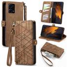 For Xiaomi F5 5G Geometric Zipper Wallet Side Buckle Leather Phone Case(Brown) - 1