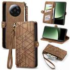 For Xiaomi 13 Ultra Geometric Zipper Wallet Side Buckle Leather Phone Case(Brown) - 1