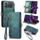 For Xiaomi Poco X5 Geometric Zipper Wallet Side Buckle Leather Phone Case(Green) - 1