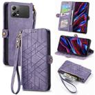 For Xiaomi Poco X5 Geometric Zipper Wallet Side Buckle Leather Phone Case(Purple) - 1