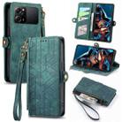 For Xiaomi Poco X5 Pro Geometric Zipper Wallet Side Buckle Leather Phone Case(Green) - 1