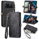 For Xiaomi Poco X5 Pro Geometric Zipper Wallet Side Buckle Leather Phone Case(Black) - 1