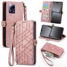 For Xiaomi 13 Lite Geometric Zipper Wallet Side Buckle Leather Phone Case(Pink) - 1