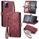 For Xiaomi 13 Lite Geometric Zipper Wallet Side Buckle Leather Phone Case(Red) - 1