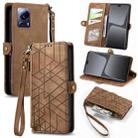 For Xiaomi 13 Lite Geometric Zipper Wallet Side Buckle Leather Phone Case(Brown) - 1