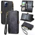 For Xiaomi 13 Lite Geometric Zipper Wallet Side Buckle Leather Phone Case(Black) - 1