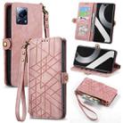 For Xiaomi Civi 2 Geometric Zipper Wallet Side Buckle Leather Phone Case(Pink) - 1