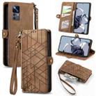 For Xiaomi 12T / 12T Pro Geometric Zipper Wallet Side Buckle Leather Phone Case(Brown) - 1