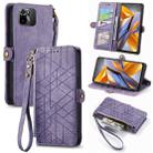 For Xiaomi Poco M5s 4G Geometric Zipper Wallet Side Buckle Leather Phone Case(Purple) - 1