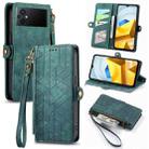 For Xiaomi Poco M5 4G Geometric Zipper Wallet Side Buckle Leather Phone Case(Green) - 1