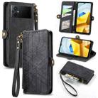 For Xiaomi Poco M5 4G Geometric Zipper Wallet Side Buckle Leather Phone Case(Black) - 1
