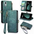 For Xiaomi 12S Pro Geometric Zipper Wallet Side Buckle Leather Phone Case(Green) - 1