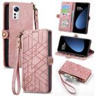 For Xiaomi 12S Geometric Zipper Wallet Side Buckle Leather Phone Case(Pink) - 1