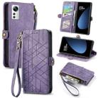 For Xiaomi 12S Geometric Zipper Wallet Side Buckle Leather Phone Case(Purple) - 1