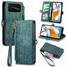 For Xiaomi Poco C40 Geometric Zipper Wallet Side Buckle Leather Phone Case(Green) - 1