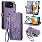 For Xiaomi Poco C40 Geometric Zipper Wallet Side Buckle Leather Phone Case(Purple) - 1