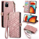 For Xiaomi Poco X3 GT Geometric Zipper Wallet Side Buckle Leather Phone Case(Pink) - 1