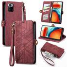 For Xiaomi Poco X3 GT Geometric Zipper Wallet Side Buckle Leather Phone Case(Red) - 1