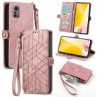 For Xiaomi 12 Lite Geometric Zipper Wallet Side Buckle Leather Phone Case(Pink) - 1