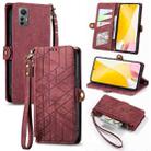 For Xiaomi 12 Lite Geometric Zipper Wallet Side Buckle Leather Phone Case(Red) - 1