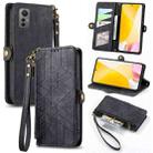 For Xiaomi 12 Lite Geometric Zipper Wallet Side Buckle Leather Phone Case(Black) - 1