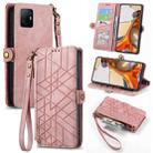 For Xiaomi 11T Geometric Zipper Wallet Side Buckle Leather Phone Case(Pink) - 1