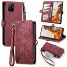 For Xiaomi Mi 11T Geometric Zipper Wallet Side Buckle Leather Phone Case(Red) - 1