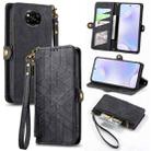 For Xiaomi Poco X3 NFC Geometric Zipper Wallet Side Buckle Leather Phone Case(Black) - 1