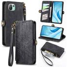 For Xiaomi 11 Lite Geometric Zipper Wallet Side Buckle Leather Phone Case(Black) - 1