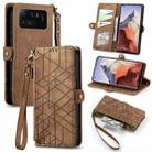 For Xiaomi Mi 11 Ultra Geometric Zipper Wallet Side Buckle Leather Phone Case(Brown) - 1