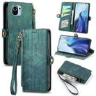 For Xiaomi 11 Geometric Zipper Wallet Side Buckle Leather Phone Case(Green) - 1
