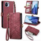 For Xiaomi Mi 11 Geometric Zipper Wallet Side Buckle Leather Phone Case(Red) - 1