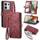 For Xiaomi Redmi Note 13 Pro Geometric Zipper Wallet Side Buckle Leather Phone Case(Red) - 1