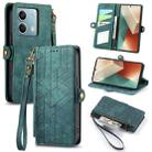 For Redmi Note 13 5G Global Geometric Zipper Wallet Side Buckle Leather Phone Case(Green) - 1