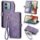 For Redmi Note 13 5G Global Geometric Zipper Wallet Side Buckle Leather Phone Case(Purple) - 1