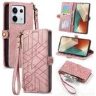 For Redmi Note 13 Pro 4G Geometric Zipper Wallet Side Buckle Leather Phone Case(Pink) - 1