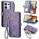 For Redmi Note 13 Pro 4G Geometric Zipper Wallet Side Buckle Leather Phone Case(Purple) - 1