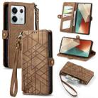 For Redmi Note 13 Pro 4G Geometric Zipper Wallet Side Buckle Leather Phone Case(Brown) - 1