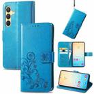 For Samsung Galaxy S24+ 5G Four-leaf Clasp Embossed Buckle Leather Phone Case(Blue) - 1