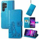 For Samsung Galaxy S24 Ultra 5G Four-leaf Clasp Embossed Buckle Leather Phone Case(Blue) - 1