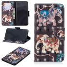 3D Colored Drawing Pattern Horizontal Flip Leather Case for Samsung Galaxy S10e, with Holder & Card Slots & Wallet(Two Elephants) - 1