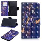 3D Colored Drawing Pattern Horizontal Flip Leather Case for Samsung Galaxy S10e, with Holder & Card Slots & Wallet(Purple Butterfly) - 1