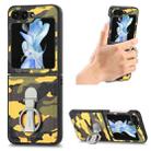 For Samsung Galaxy Z Flip5 5G Camouflage Ring Holder PC Phone Case(Yellow) - 1